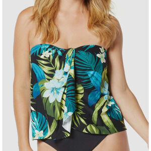 Coco Contours Women's Black Clarity Bandeau Swim Tankini Top Size 12/36D 16231